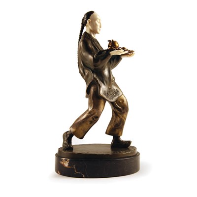 Lot 404 - German Art Nouveau Bronze and Ivory Figure of...
