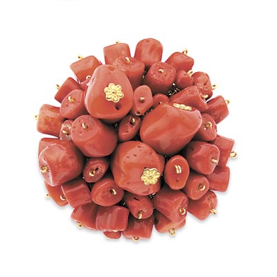 Lot 283 - Natural Coral Cluster Brooch Wired to a...