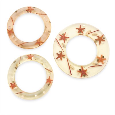 Lot 282 - Group of Three Lucite Bangles Each embedded...