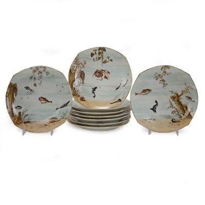 Lot 286 - Set of Nine Limoges Porcelain Fish Plates Each...
