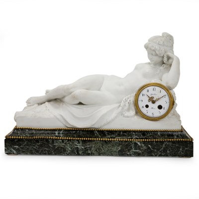 Lot 269 - Bisque Porcelain Mantel Clock Based on a...