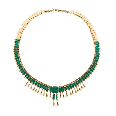 Lot 393A - Gold and Emerald Fringe Necklace