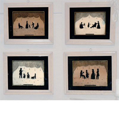 Lot 384 - Set of Four Silhouette Paintings Height of...