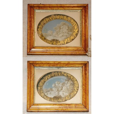 Lot 387 - Pair of Continental Reverse Glass Paintings...