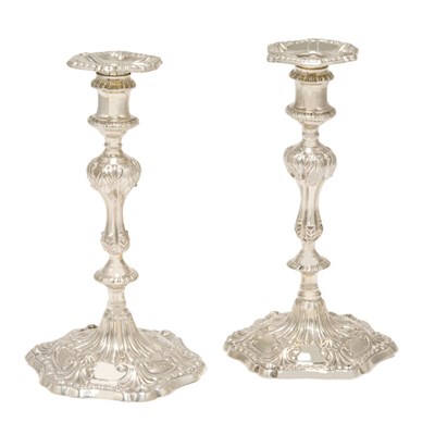 Lot 235 - Pair of George III Silver Candlesticks...