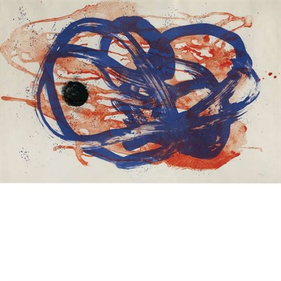 Lot 443 - Joan Miró BLEU SUR LAVIS ROUGE (MOURLOT 279)...