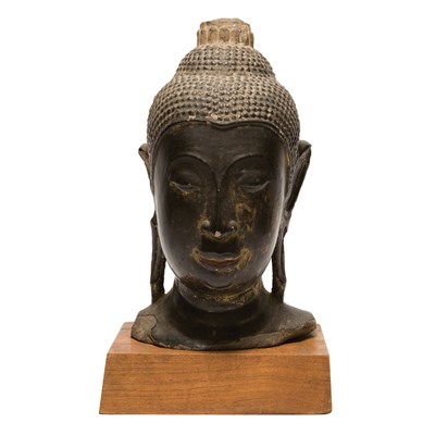 Lot 52 - Thai Gilt Lacquered Stone Head of Buddha...