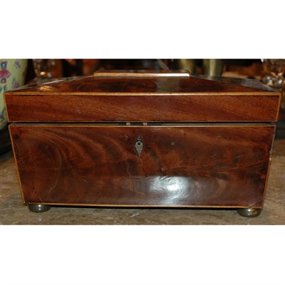 Lot 417 - George III Banded Mahogany Tea Caddy Height 6...