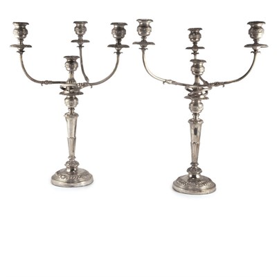 Lot 348 - Pair of George III Style Sheffield Silver...