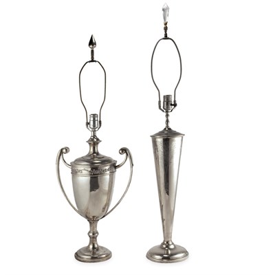 Lot 342 - Two Silver Vases Each mounted as a lamp.