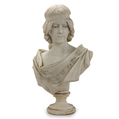 Lot 391 - Italian Art Nouveau Carved Marble Bust of a...