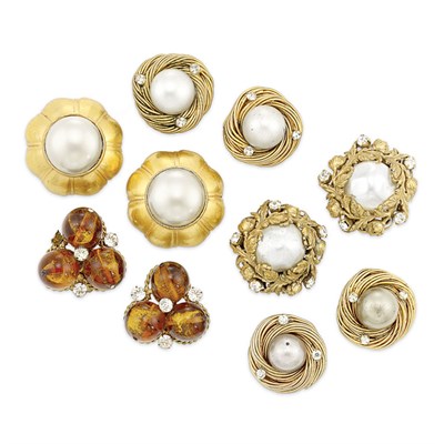 Lot 149 - Five Pairs of Chanel Earrings 1960s and later...