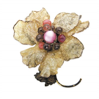 Lot 134 - French Flower Brooch 1970s With realistically...