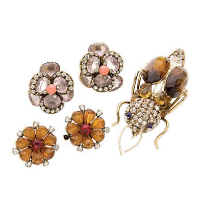Lot 334 - Iradj Moini Bug Brooch and Two Pairs of...