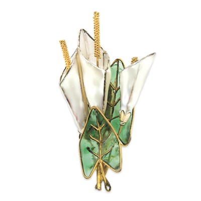 Lot 129 - Gripoix Calla Lily Brooch 1930s In gold-tone...
