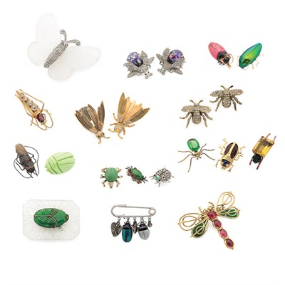 Lot 125 - Group of Bug Pins and Earrings 1920s-1990s...