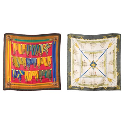 Lot 245 - Two Hermes Scarves Comprising La Marine en...