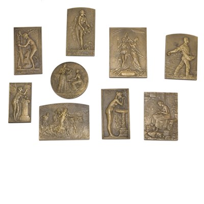 Lot 224 - Group of Nine Gilt Bronze Plaques