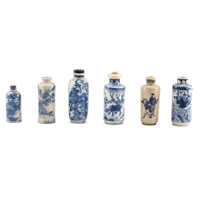 Lot 161 - Group of Six Chinese Blue and White Glazed...