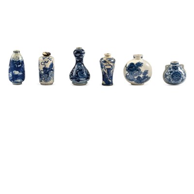 Lot 159 - Group of Six Chinese Blue and White Glazed...