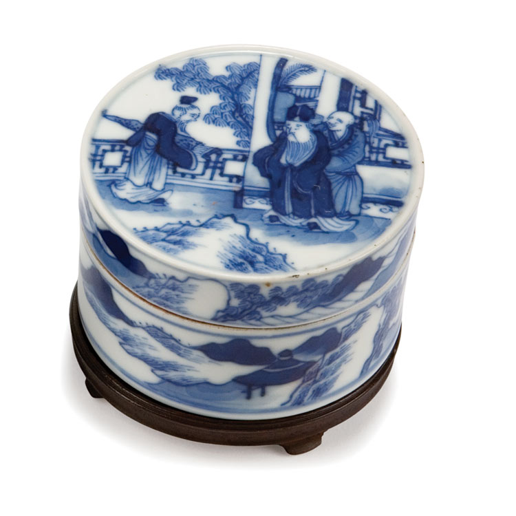 Lot 84 - Chinese Blue and White Glazed Porcelain Box Of...