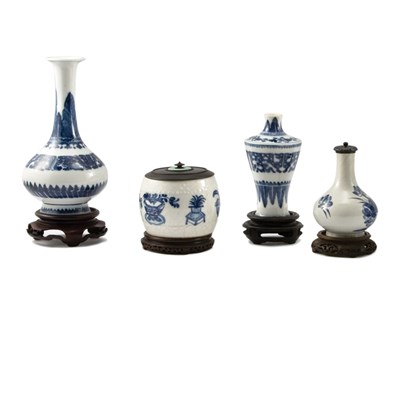 Lot 107 - Group of Four Chinese Blue and White Glazed...