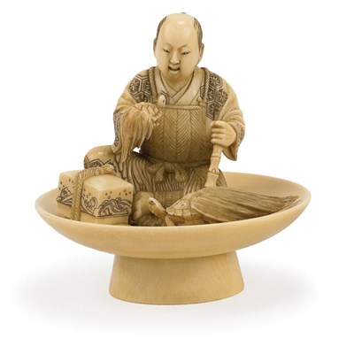 Lot 1 - Japanese Ivory Okimono 19th Century Carved as...
