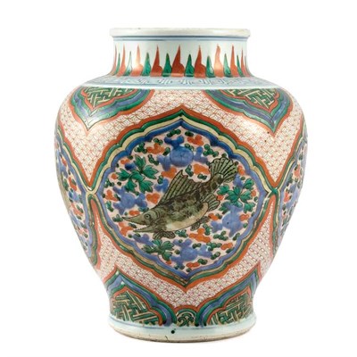 Lot 105 - Chinese Wucai Porcelain Vase Transitional...