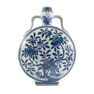 Lot 216 - Chinese Blue and White Glazed Moon Flask 19th...