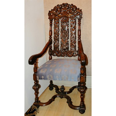Lot 118 - Continental Baroque Style Walnut Armchair