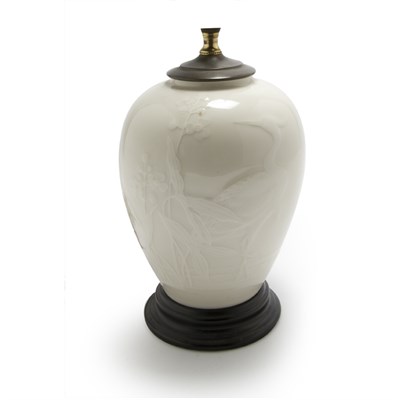 Lot 203 - Japanese White Glazed Porcelain Vase Mounted...