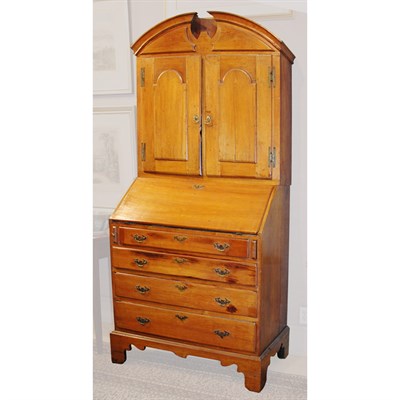 Lot 152 - Queen Anne Cherry Secretary Bookcase In two...