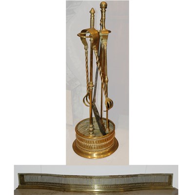 Lot 218 - Set of George III Style Brass Fireplace...