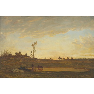 Lot 10 - Theodore Rousseau French, 1812-1867 Twilight,...