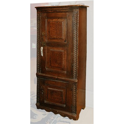 Lot 205 - Continental Baroque Oak Cupboard Height 51...