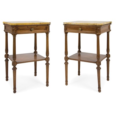 Lot 350 - Pair of Louis XVI Style Walnut Side Tables...