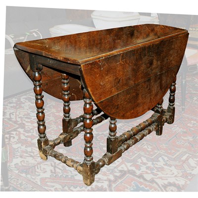 Lot 458 - William and Mary Style Oak Gate Leg Table...