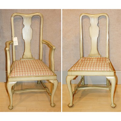 Lot 258 - Set of Ten Queen Anne Style Cream Painted...