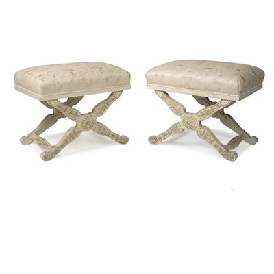 Lot 434 - Pair of Empire Style Painted Benches Length 23...