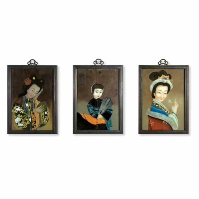 Lot 572A - Group of Three Chinese Reverse Glass Paintings...