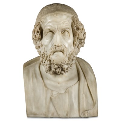 Lot 229 - Carved White Marble Bust of Homer Modeled as a...