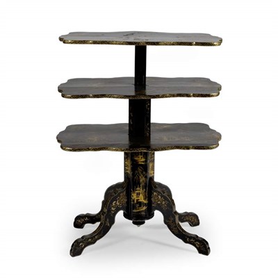 Lot 86 - Chinoiserie Decorated Three-Tier Whatnot Each...