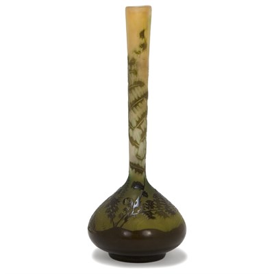 Lot 364 - Galle Acid Etched Triple Cameo Glass Bud Vase...
