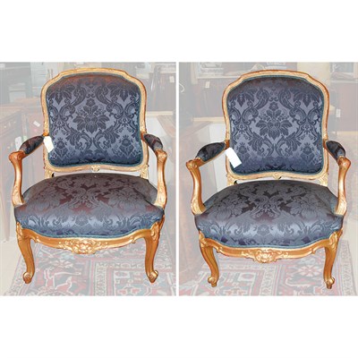 Lot 477 - Pair of Louis XV Style Gilt and Painted Wood...