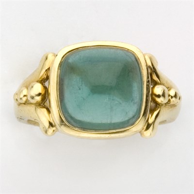 Lot 351 - Gold and Cabochon Tourmaline Ring, Helen Woodhull