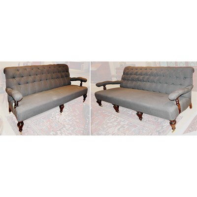 Lot 460 - Two Victorian Style Tufted Upholstered Sofas...