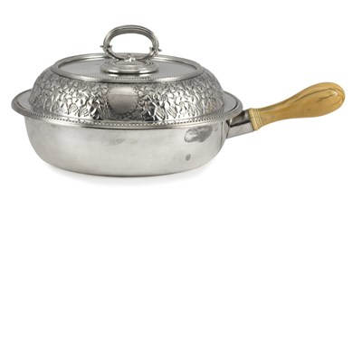 Lot 195 - English Silver Plated and Ivory Chafing Dish...