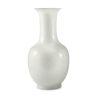 Lot 138 - Chinese Molded White Glazed Porcelain Vase...