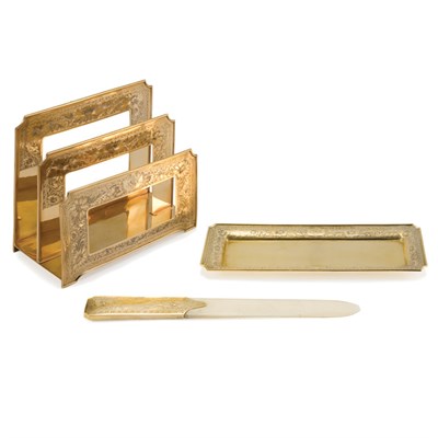 Lot 156 - Gorham 14 Kt. Yellow Gold and Ivory Desk Set...