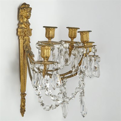 Lot 154 - Pair of Louis XVI Style Gilt-Bronze Five-Light...